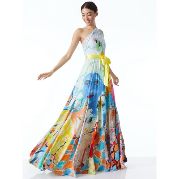 Alice + Olivia Dresses & Skirts - NWT Alice + Olivia x Kidsuper Milan One Shoulder Gown Dress in Colms Painting 10